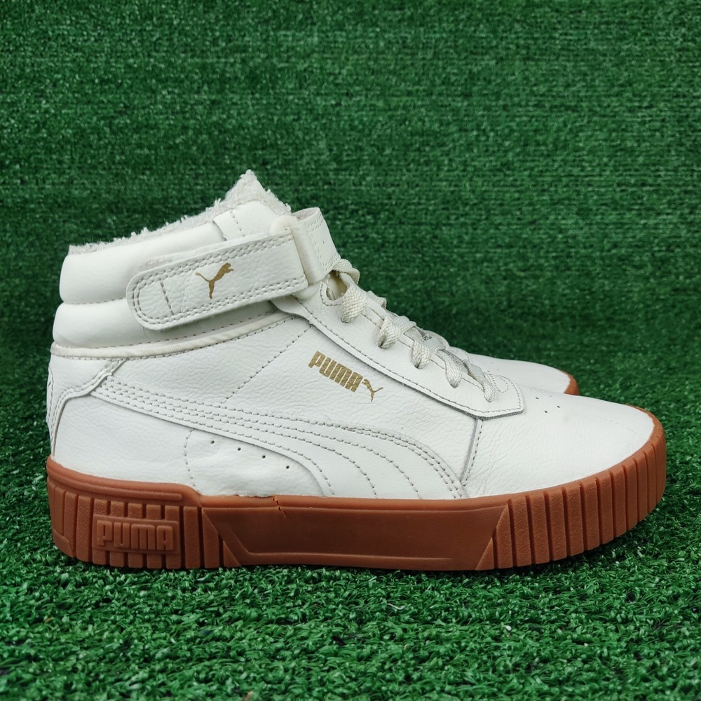 Puma Sneakers Womens 7 White Cali Star Mid Fur Platform Gum Sole 385852-05